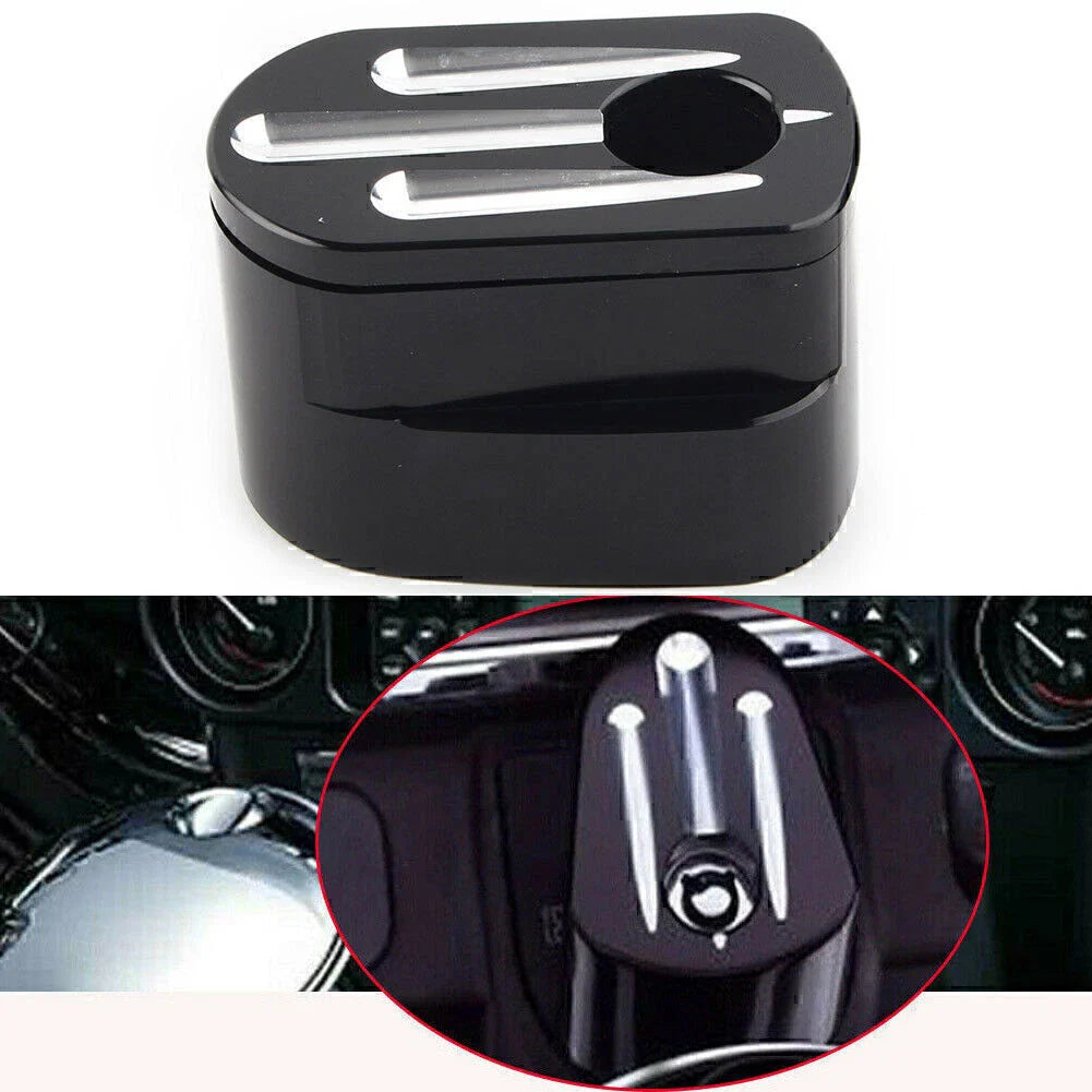 CNC Cut Billet Aluminum Black Ignition Switch Cover for Harley Street Road Glide (2014-2023)