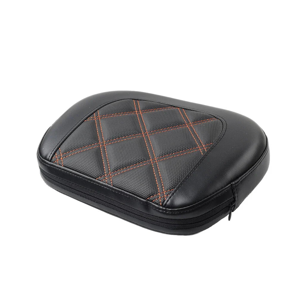 Passenger Sissy Bar Backrest Pad with Orange Stitching for Harley Electra Glide