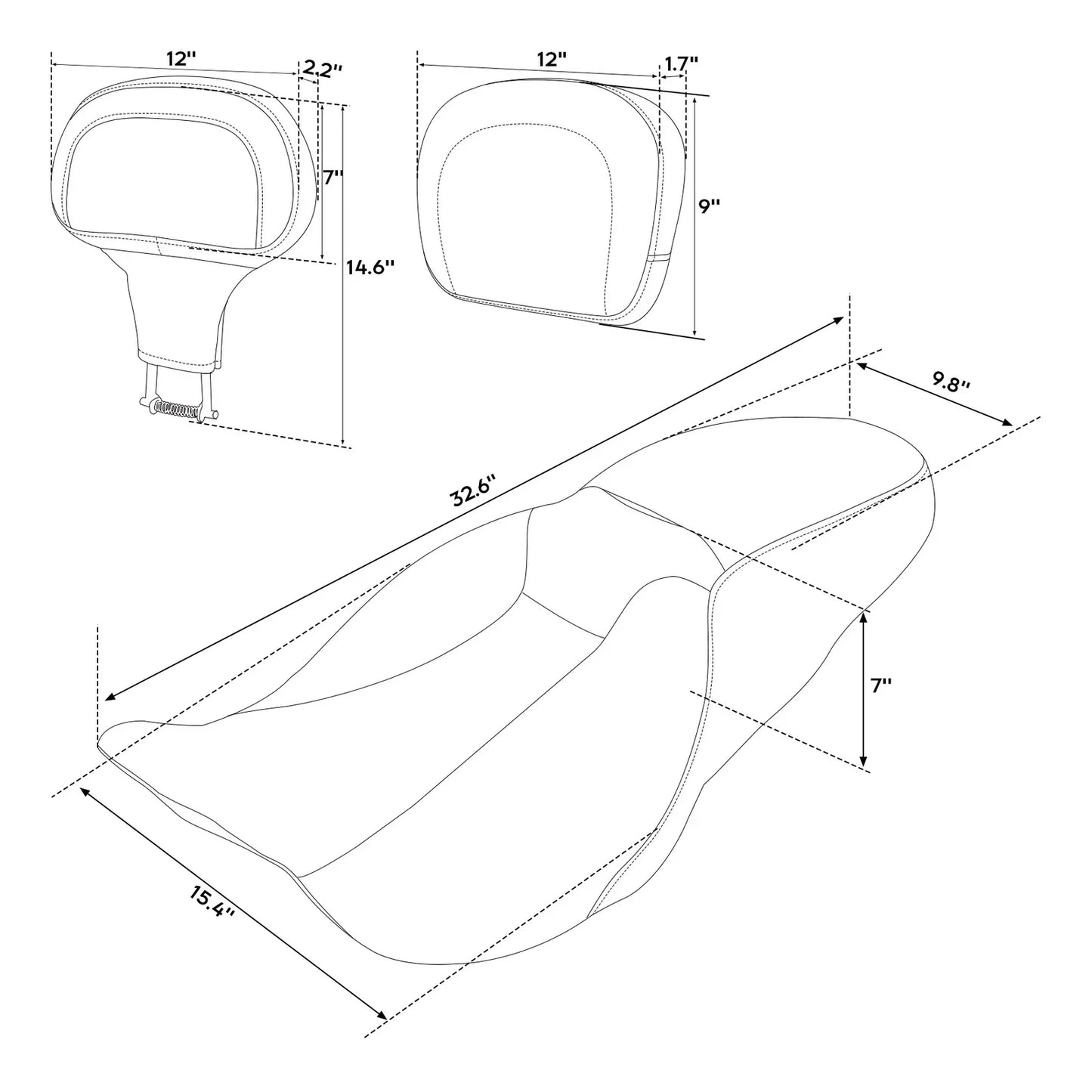 Black Driver Passenger Seat + Backrest for Harley Road Street Glide (2009-2023)