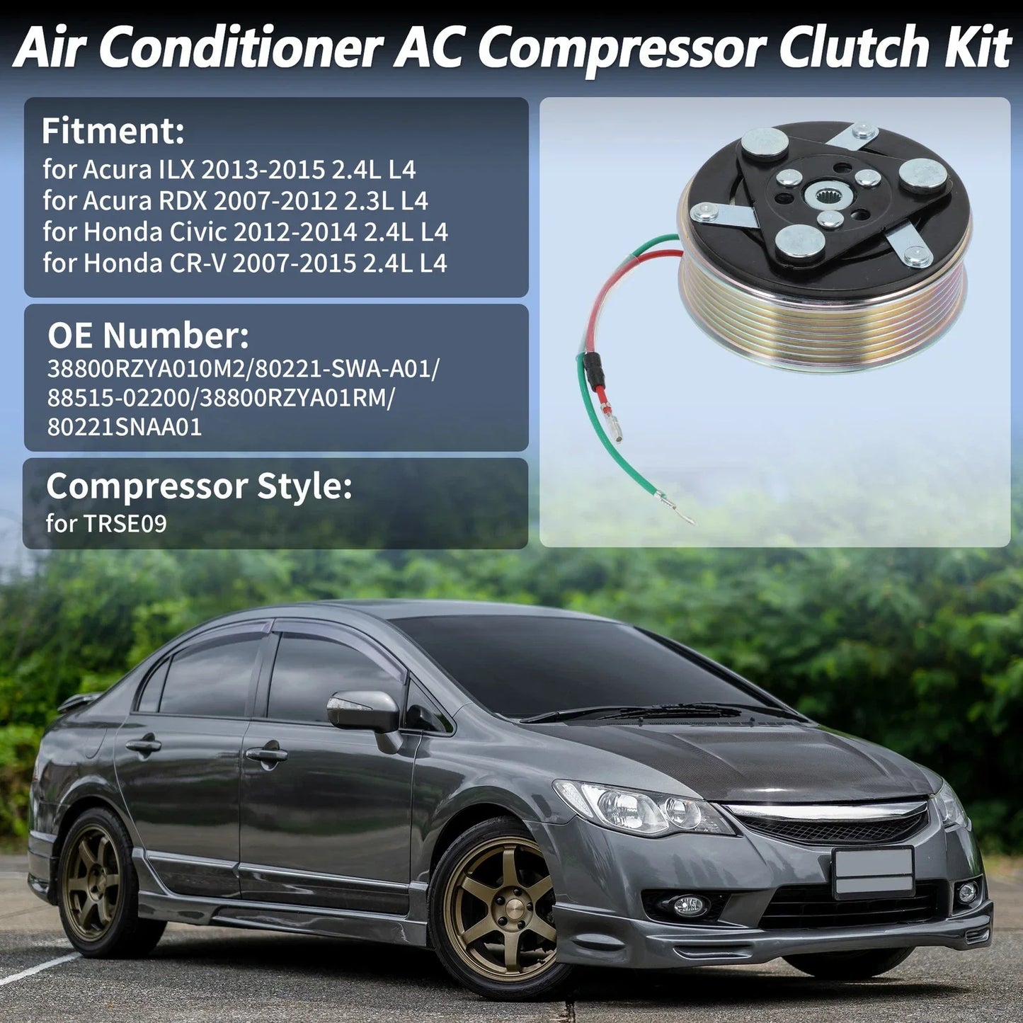 AC Compressor Clutch Kit for Honda Civic CR-V & Acura ILX RDX (2012-2020)
