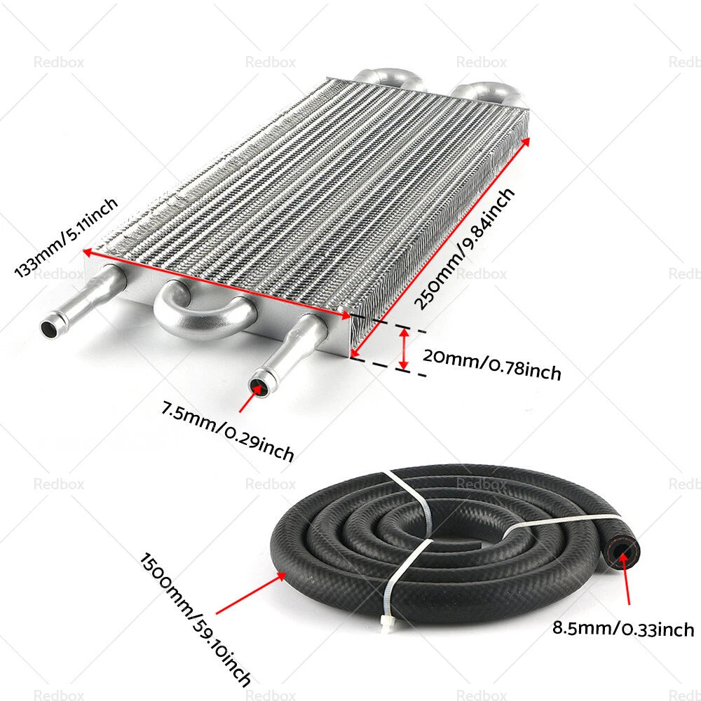 4 Row Transmission Oil Cooler Radiator + Hose Mounting Kit for Universal Cars