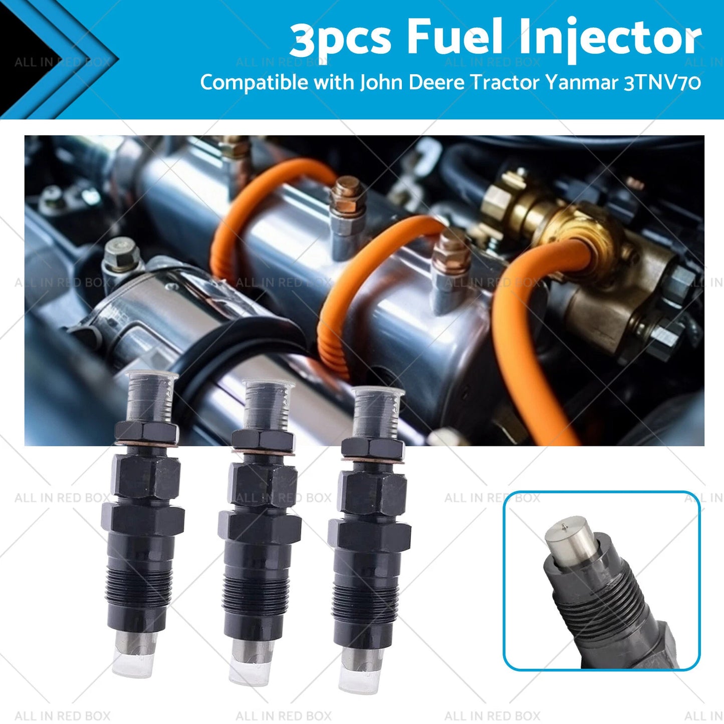 3 x Fuel Injectors for John Deere Yanmar 3TNV70 3TNV88 3YM30