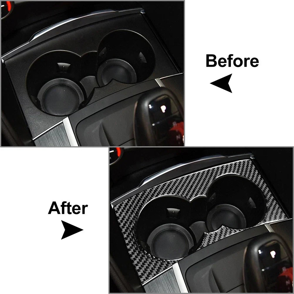 Carbon Fiber Water Cup Holder Panel Cover for Alfa Romeo Giulia (2017-2019)