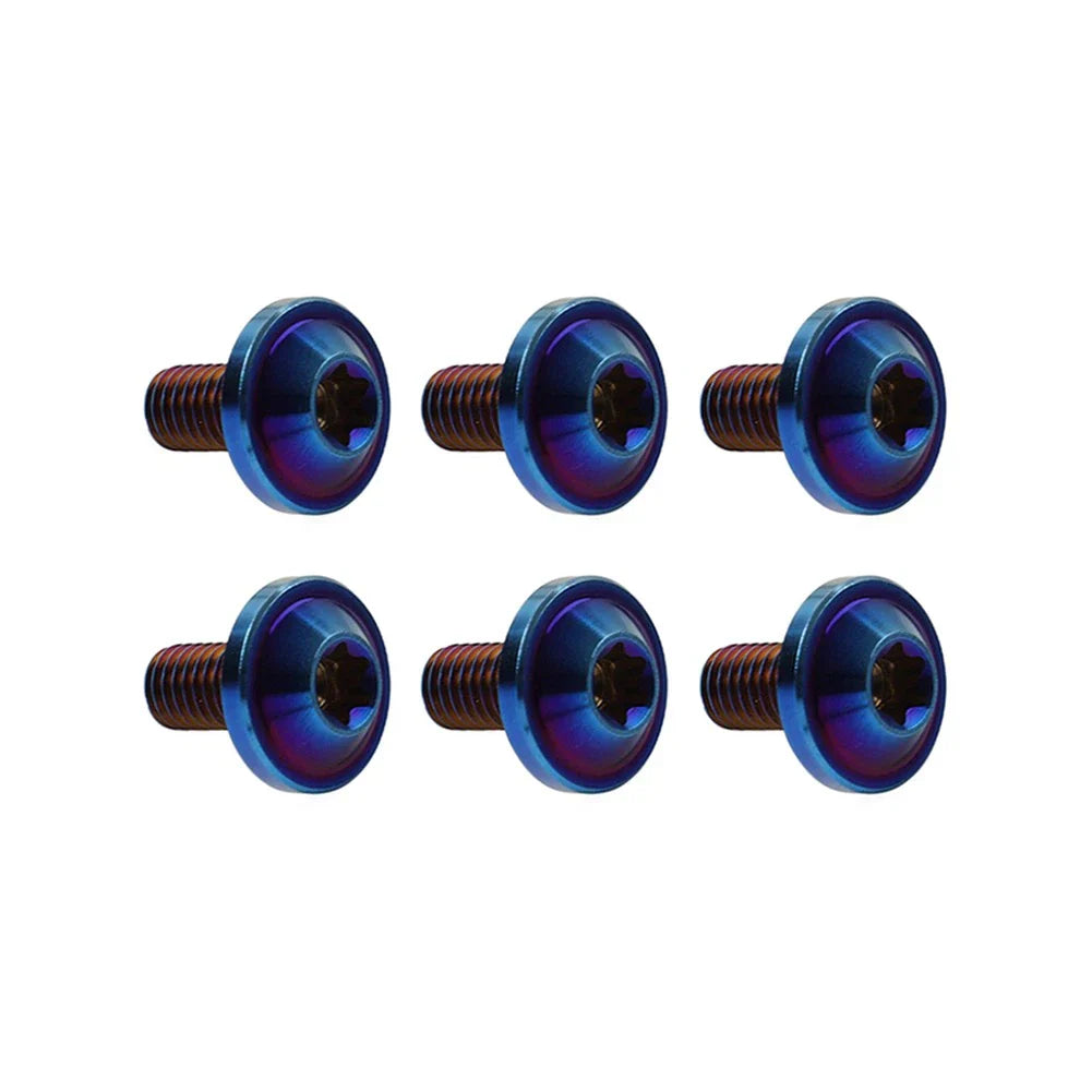 6 x M6x15mm Titanium Alloy Torx Head Bolts for Bike Motor - Blue