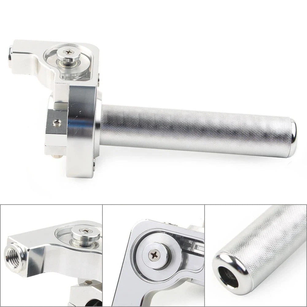 CNC 7/8'' Motor Handlebar Twist Throttle Accelerator Grip for Universal Silver