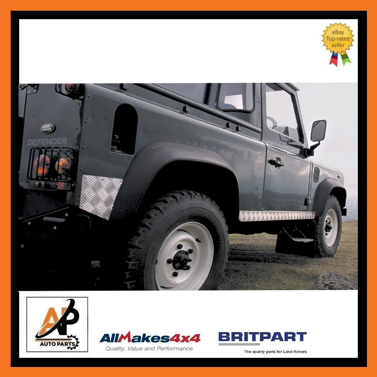 Chequer Plate Sill Protectors Silver Heavy Duty for Land Rover Defender 90 (1983–2016)