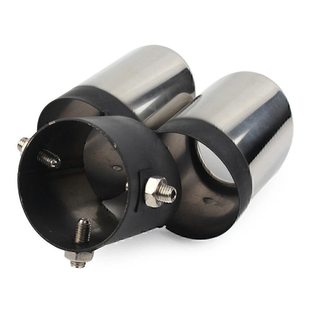 Dual Stainless Steel Rear Exhaust Pipe Tail Muffler Tip for Universal Vehicles