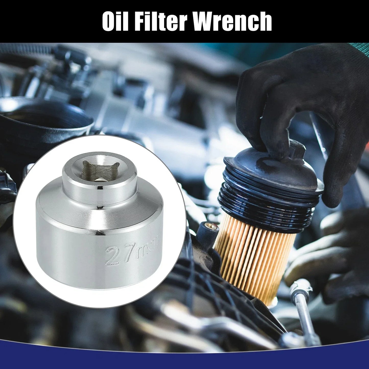27mm Low Profile Oil Filter Wrench Cap Socket for Mercedes-Benz