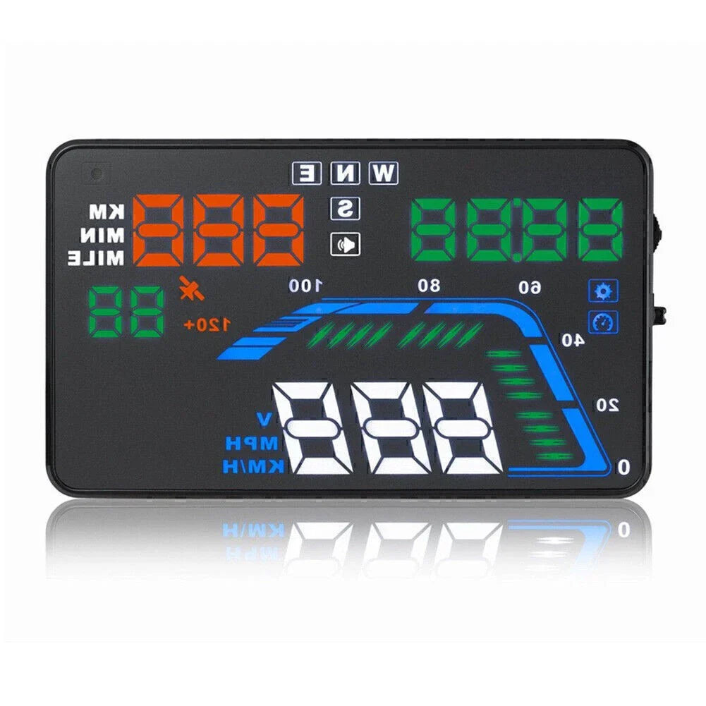 5.5" HUD Car GPS Head Up Display OBD2 Speed Warning MPH Fuel Consumption