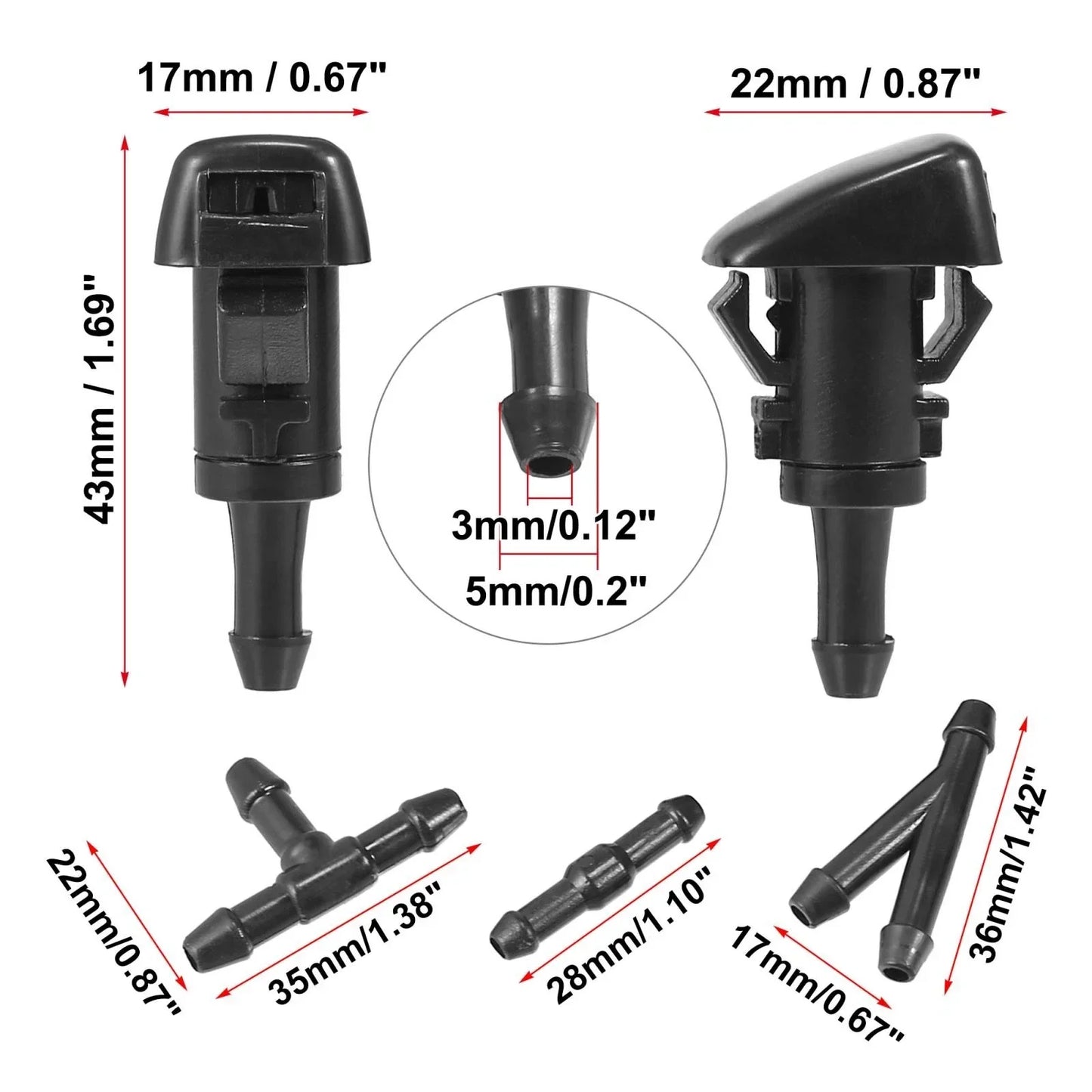 4 x Front Windshield Washer Nozzles for Dodge Avenger (2008-2014)