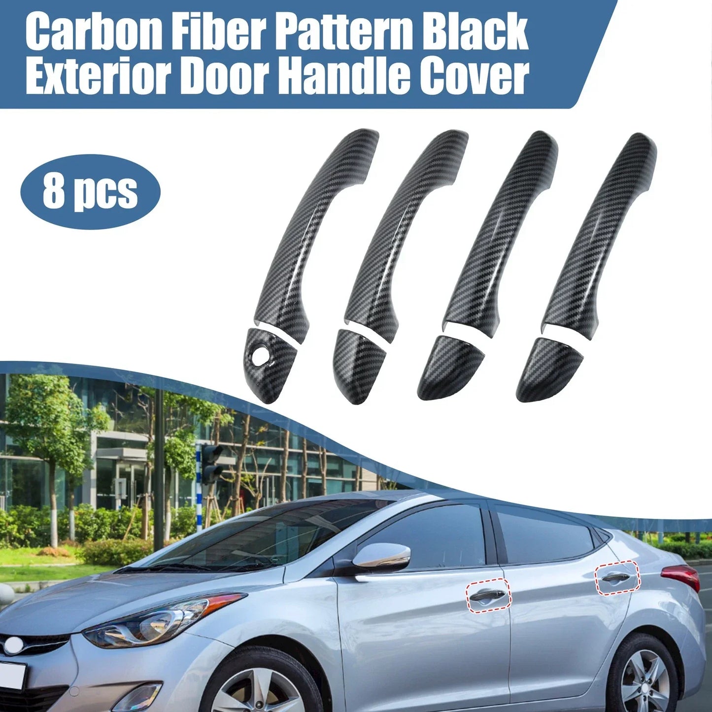 4pcs Exterior Door Handle Covers for Hyundai Elantra (2017-2020) Carbon Fiber