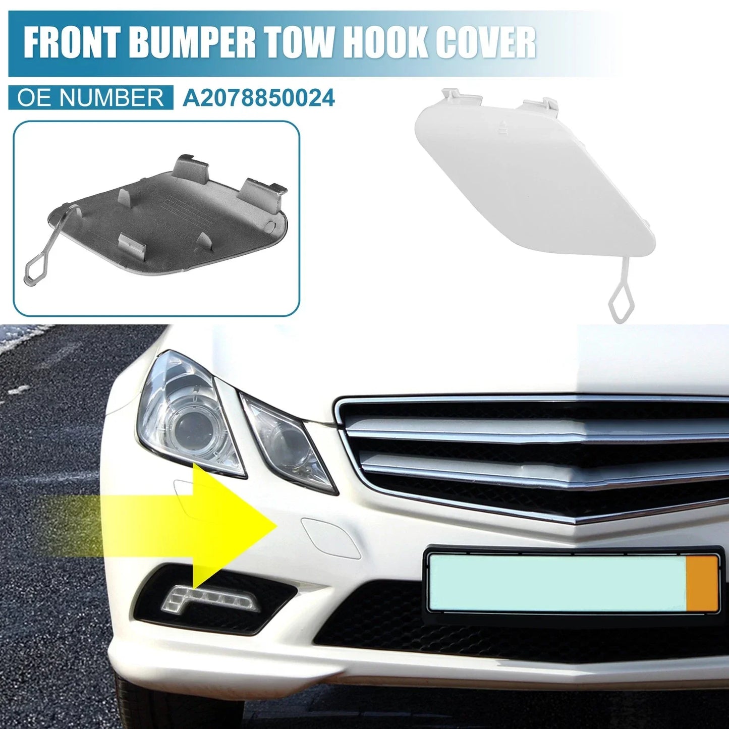 Front Right Bumper Tow Hook Cover for Mercedes-Benz E400 (2014-2016) White