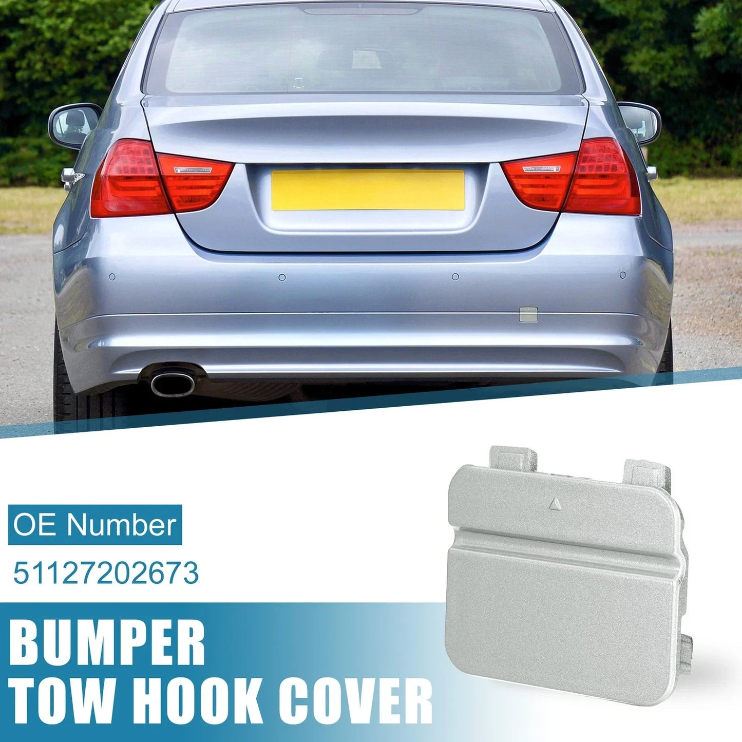 Rear Bumper Tow Hook Cover for BMW 3 Series E90 E91 (2009 - 2012) Silver Tone