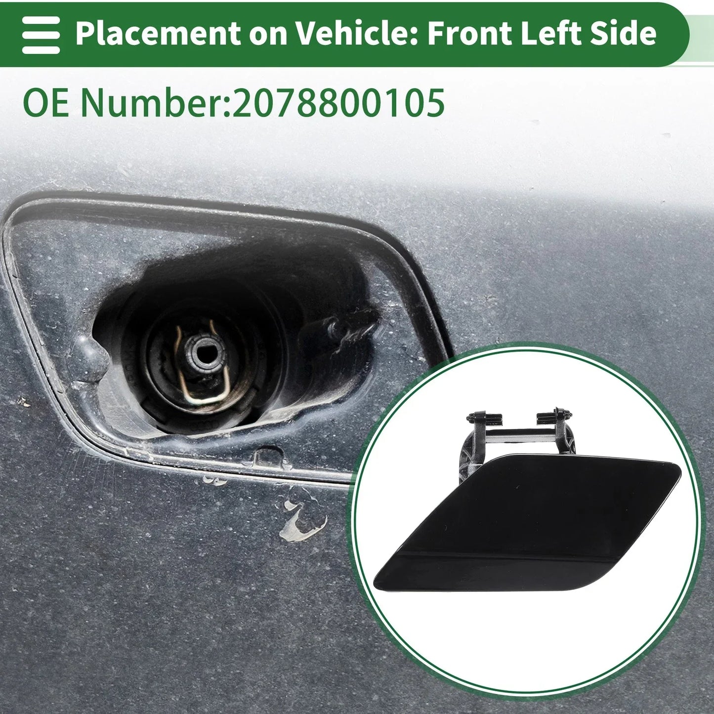 Front Left Bumper Headlight Washer Nozzle Cover for Mercedes-Benz (2010-2015)
