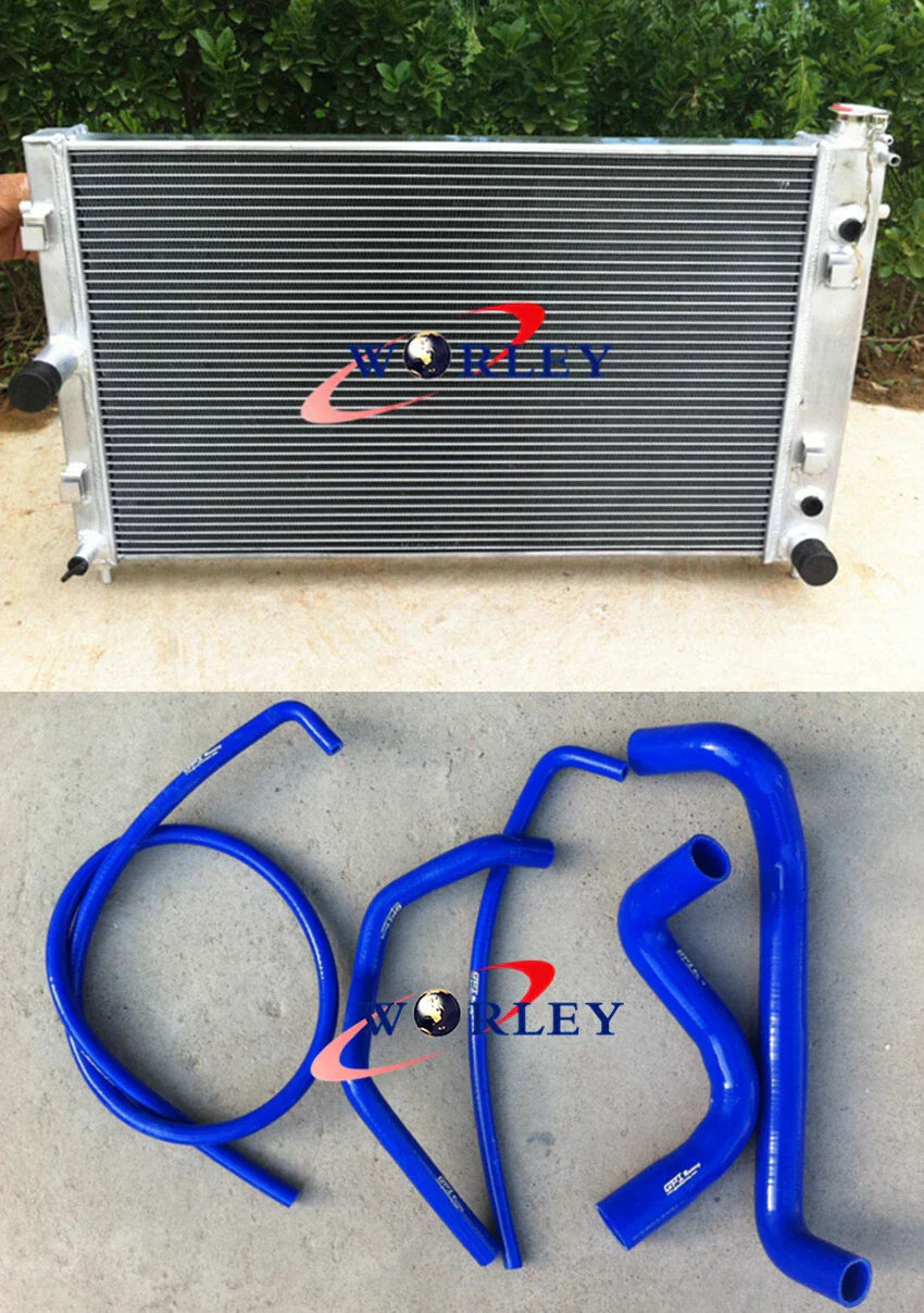 Aluminum Radiator + Blue Hose for Holden Commodore VZ LS1 LS2 SS 5.7 V8 (04-06)