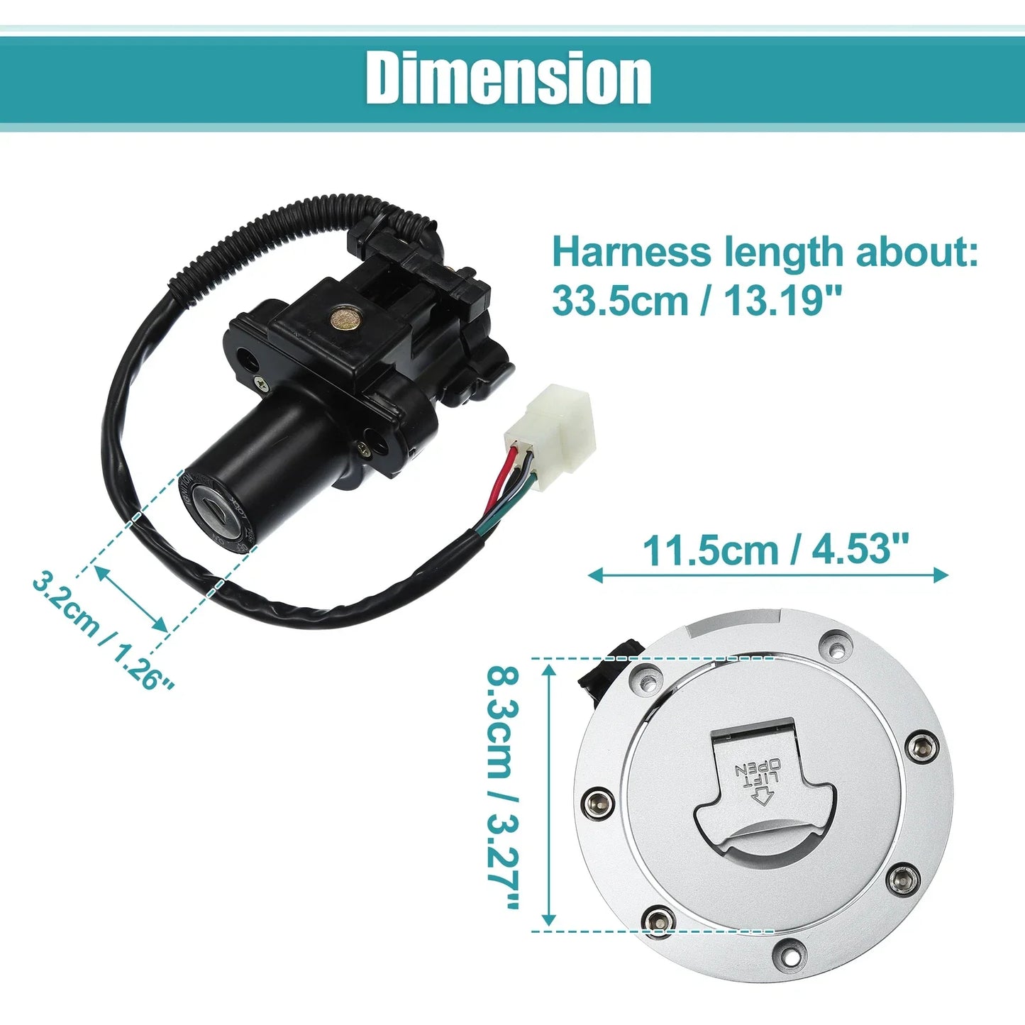 Ignition Switch, Fuel Gas Cap, Seat Lock w/ Key for Honda CBR600F4i (2001-2006)