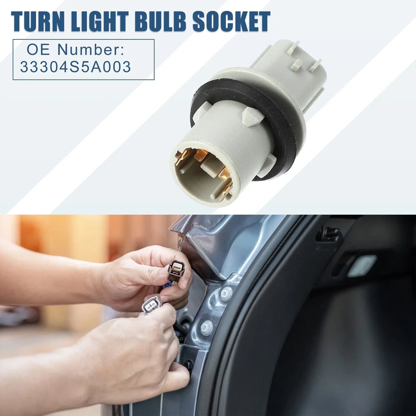 Light Bulb Socket for Honda CRV 2015-2016 (2 x Turn Signal Lamps) Gray