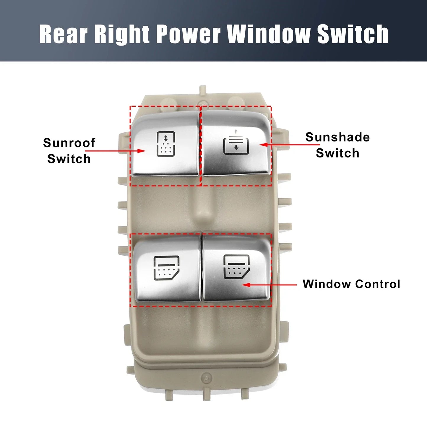 Rear Right Power Window Switch for Mercedes E S Class W213 W222 (2017-2023)