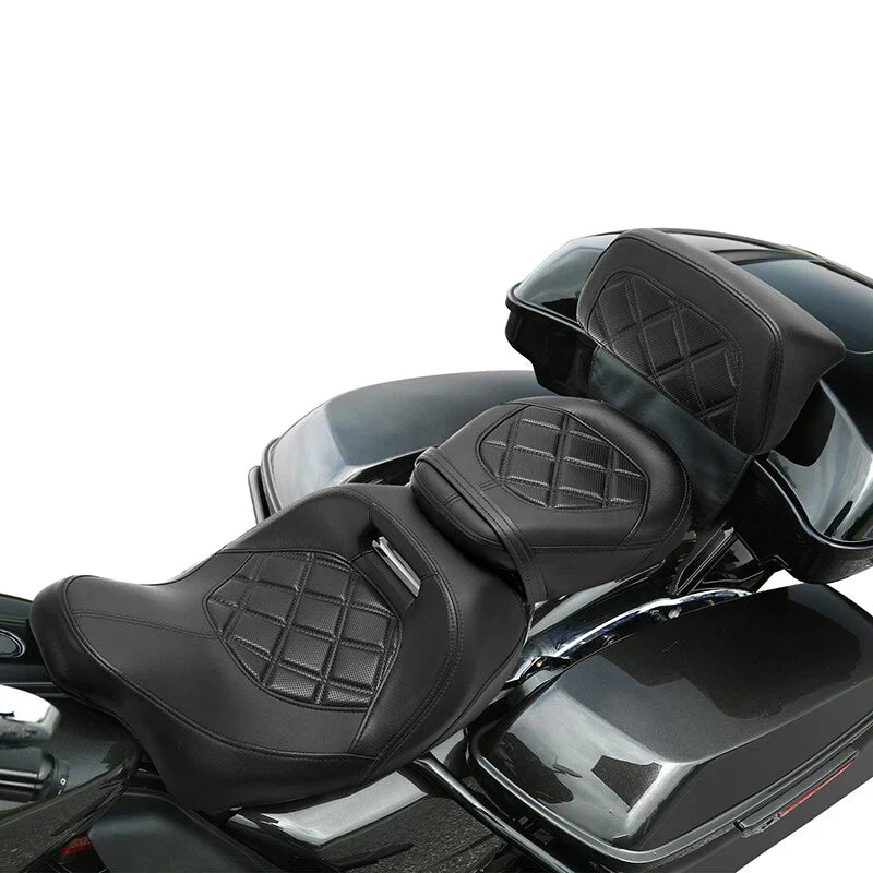 Driver & Passenger Seat & Backrest for Harley CVO Road Glide (2014-2023) Black
