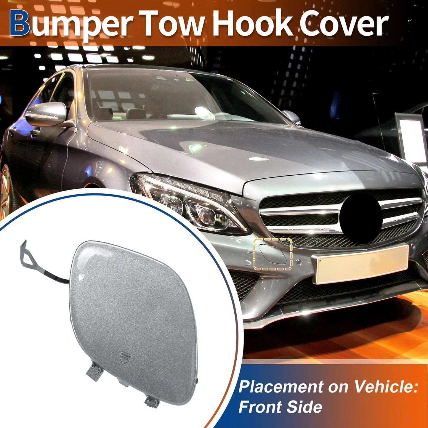 Front Car Bumper Tow Hook Cover for Mercedes-Benz C43 (2017-2020)