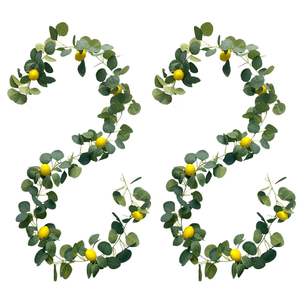 6.4Ft Artificial Lemon Garland Vine Wreath for Door & Kitchen Decor
