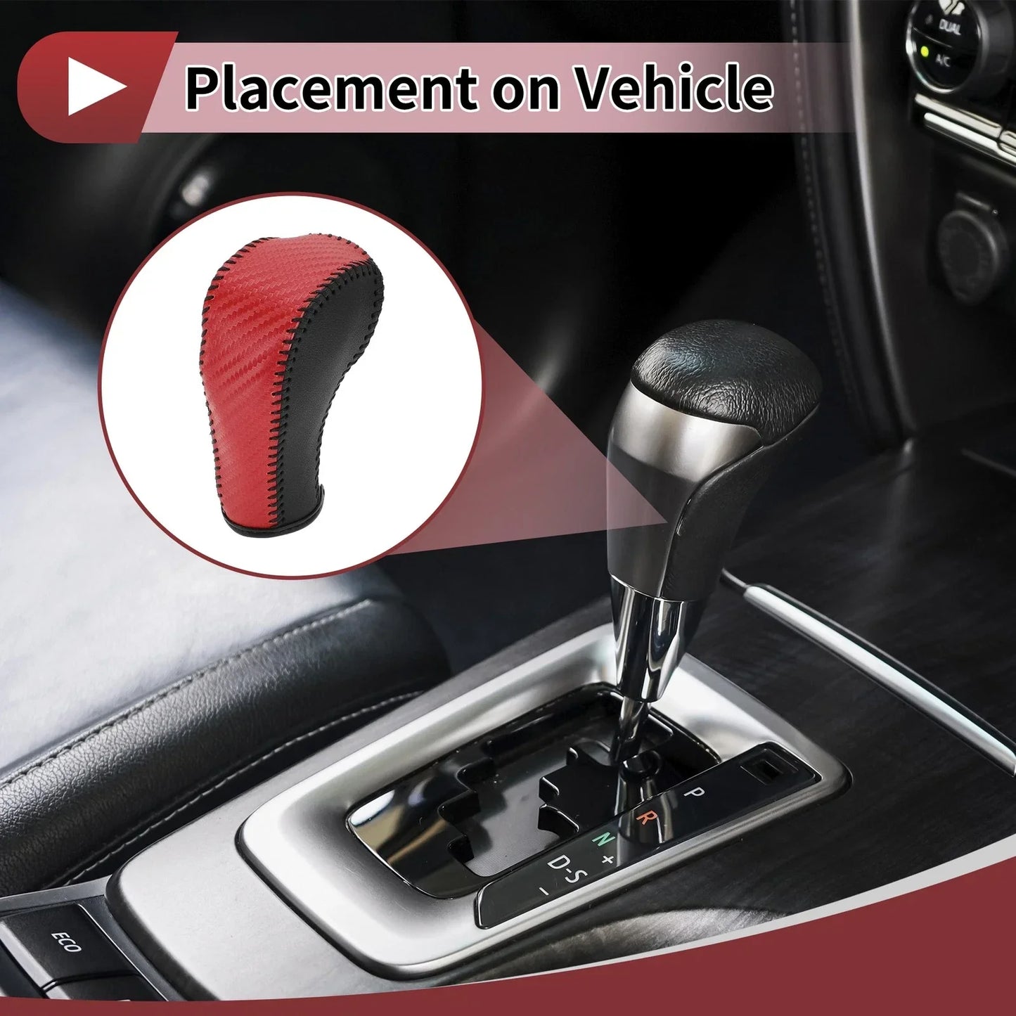 Red Carbon Fiber Gear Shift Knob Cover for Chevrolet Cruze (2011-2016)