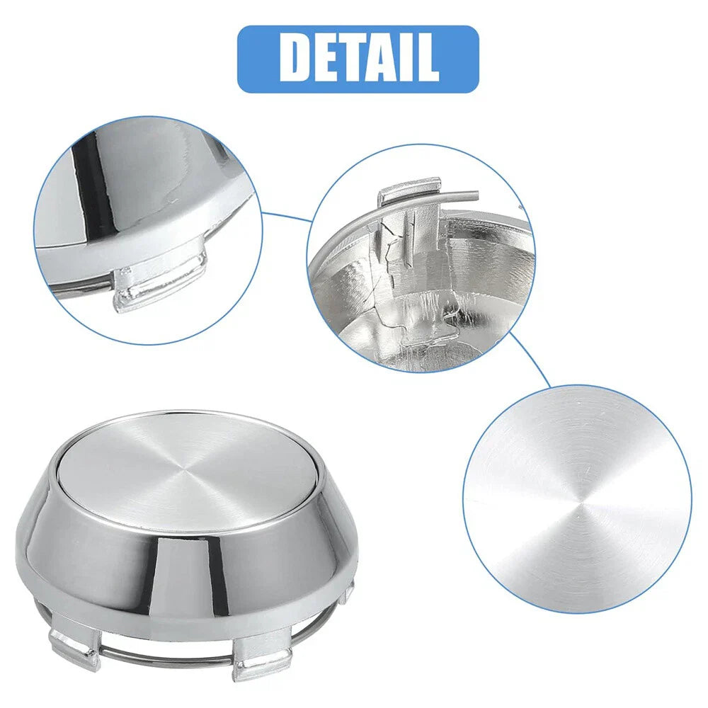 4 x 60mm Chrome Wheel Center Caps for Universal Rims (No Logo)