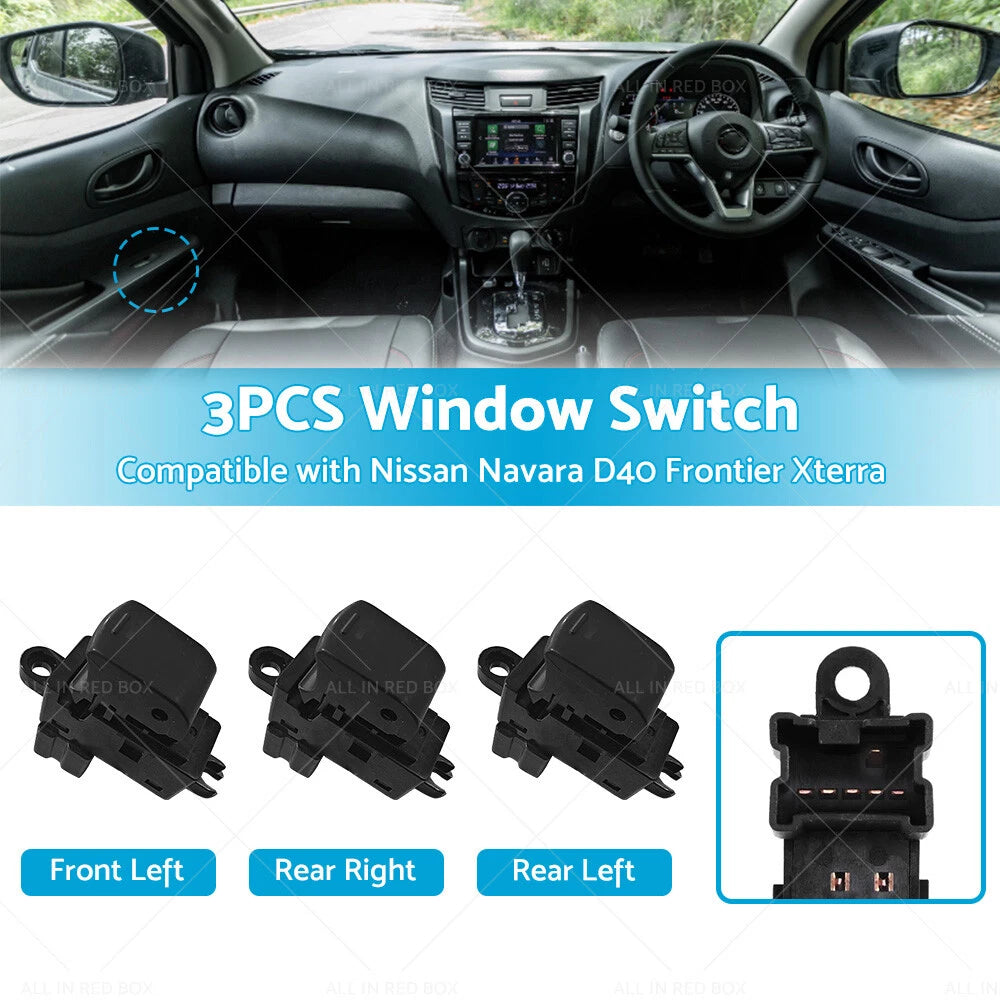 3 x Electric Window Switches for Nissan Navara D40, Frontier, Xterra (2005-2015)