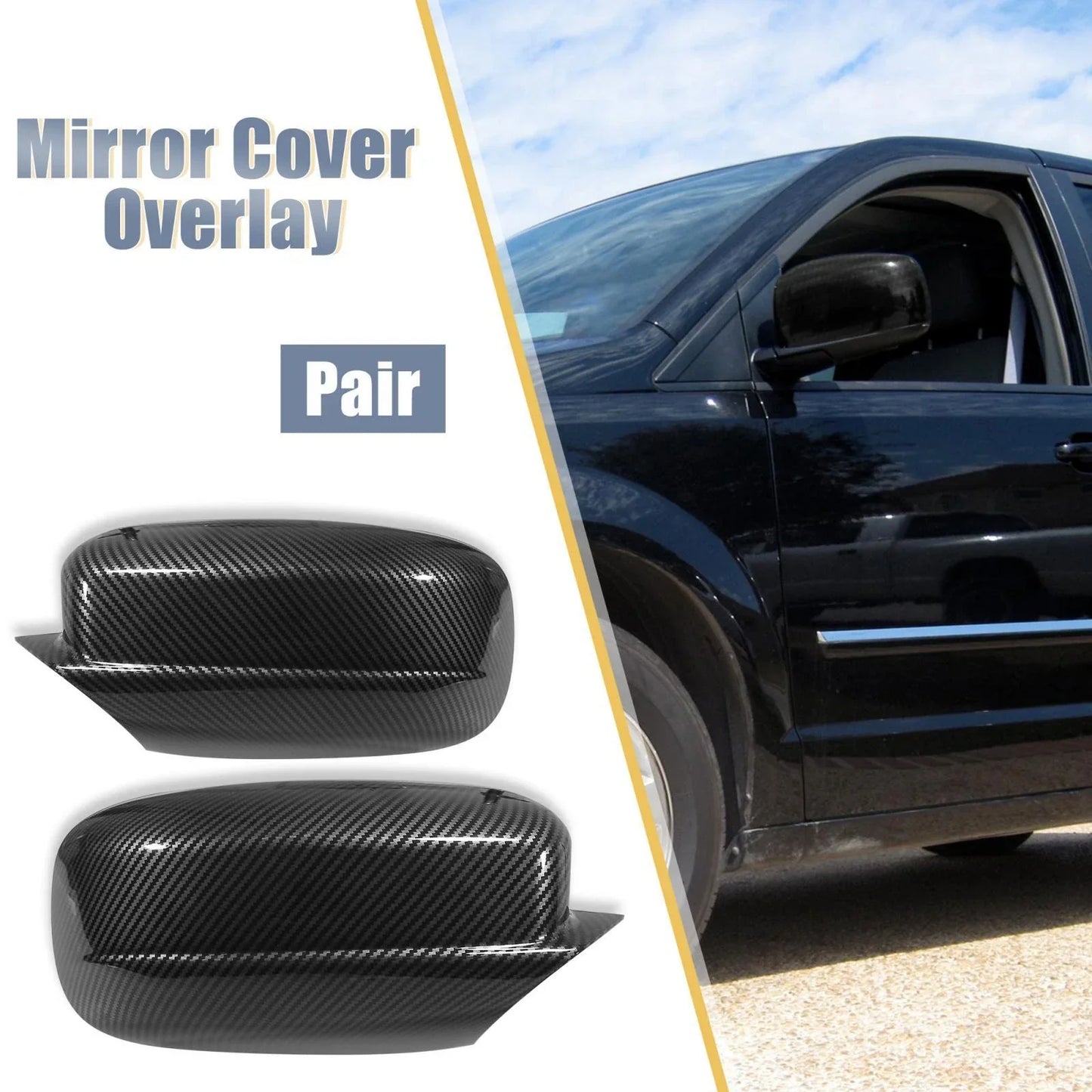 Carbon Fiber Pattern Rear View Mirror Cover Cap for Dodge Charger (2011-2021)