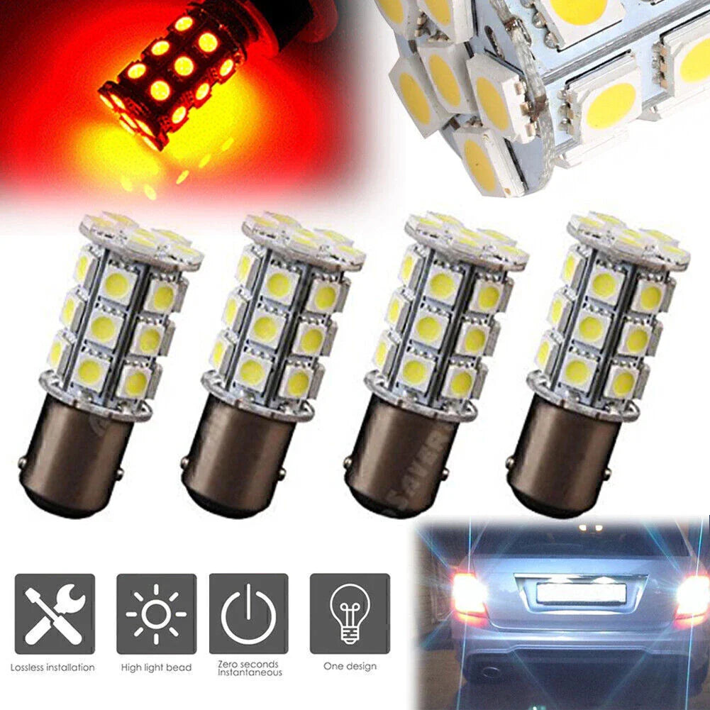 4 x 27SMD BA15D Red Light Bulbs for Marine Boat (1004, 1076, 1142)