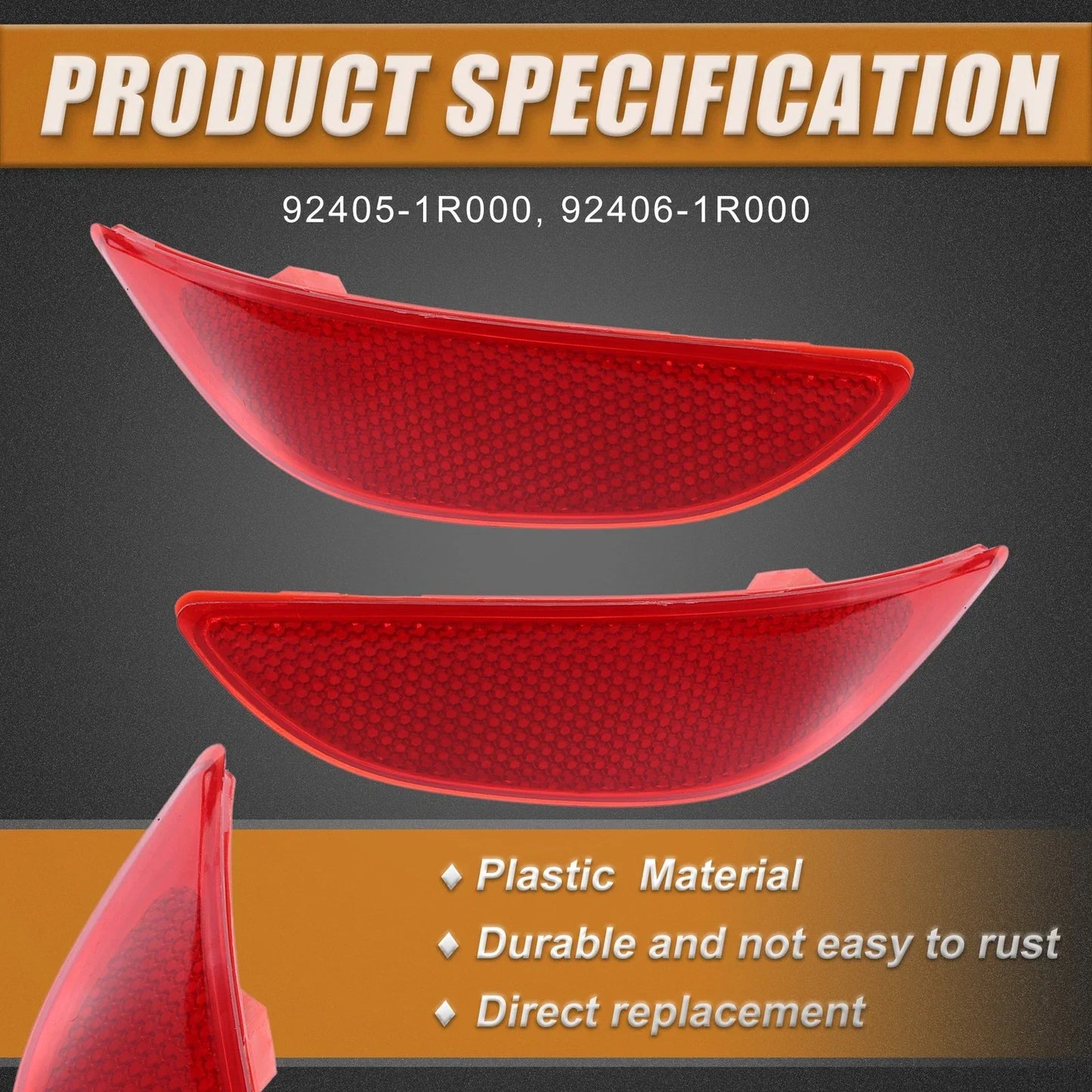 Rear Bumper Reflector Light Covers for Hyundai Accent (2010-2017)