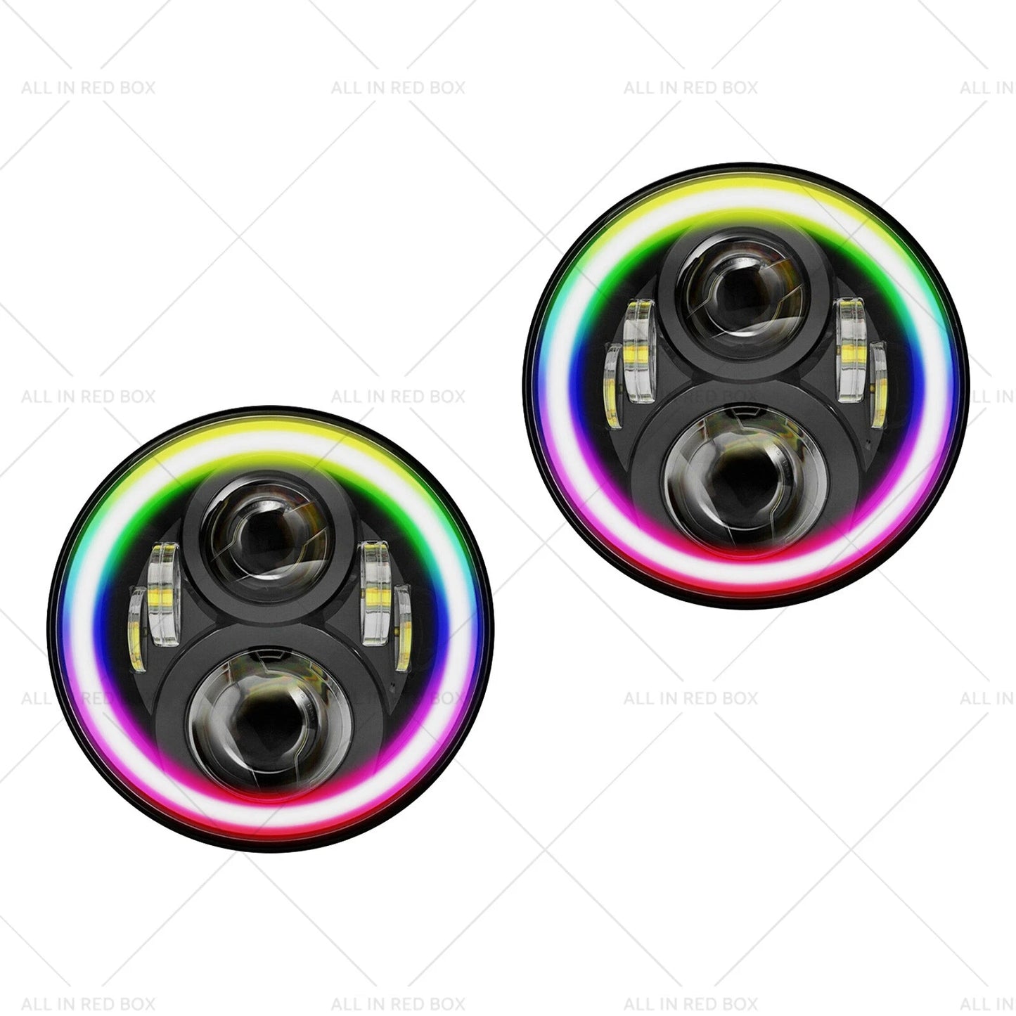 7" RGB Halo LED Headlights Projector Hi/Lo Beam for Jeep GQ