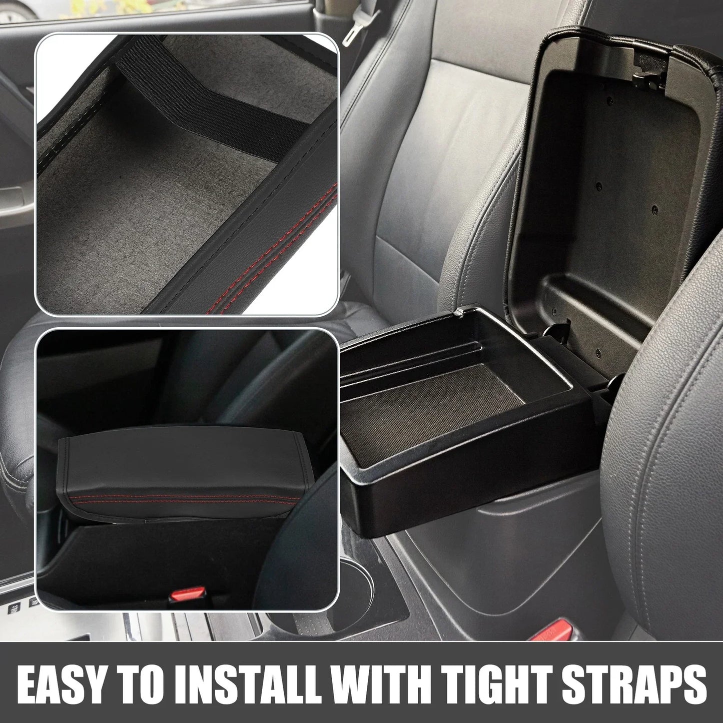 Car Center Console Armrest Cover for Hyundai Tucson (2016-2021) Black Red