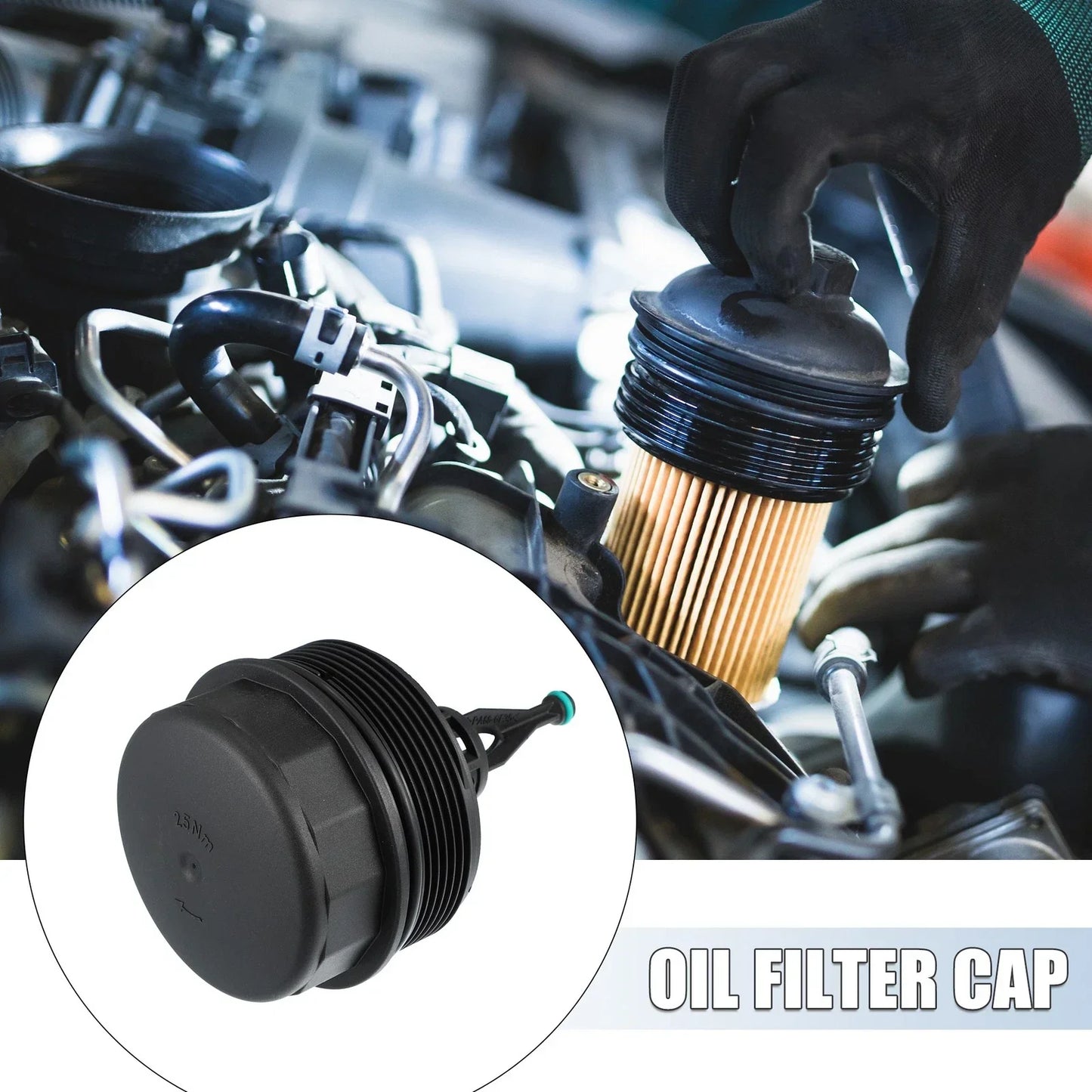 Black Oil Filter Cap Cover for Mercedes-Benz R350 ML350 R320 GL350 (2006-2011)