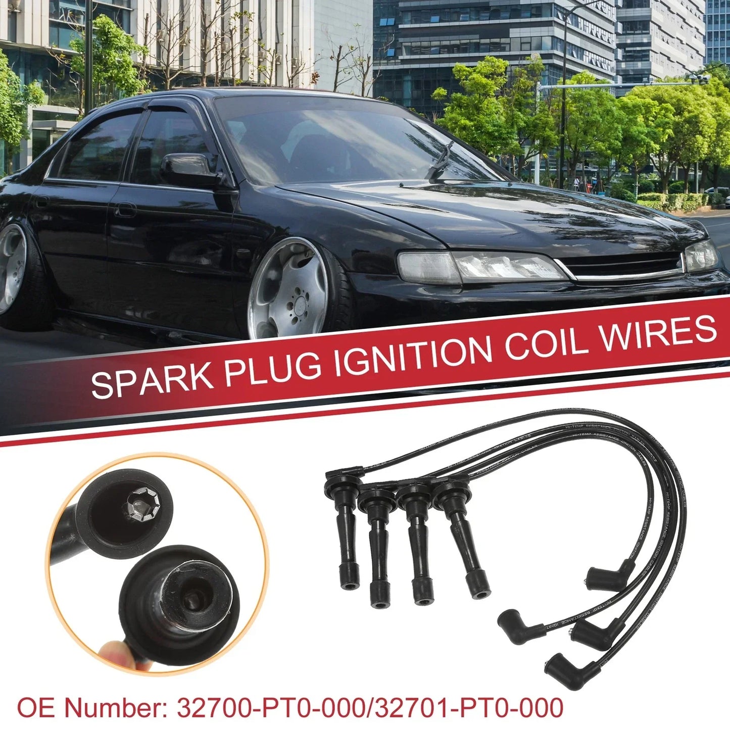 4 x Spark Plug Wire Ignition Coil Cables for Honda Accord (2003-2007)
