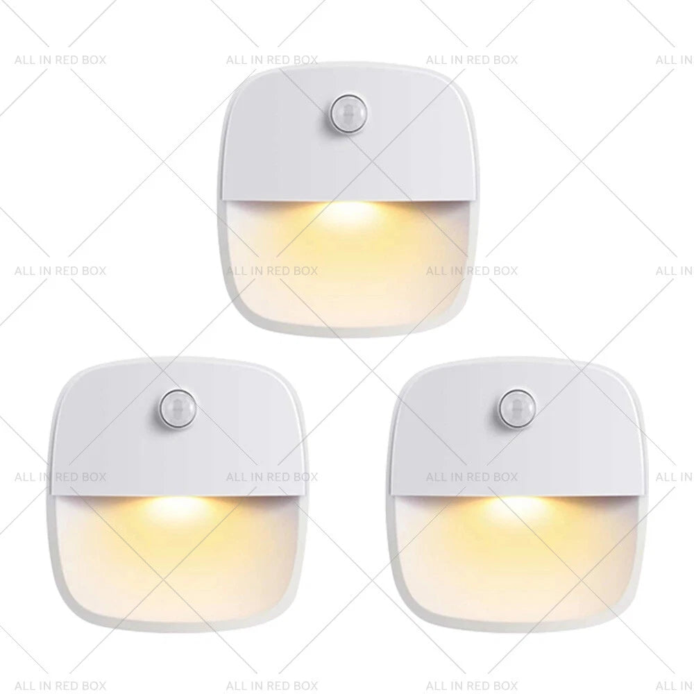 3 x Cordless LED Night Lights with Motion Sensor for Home