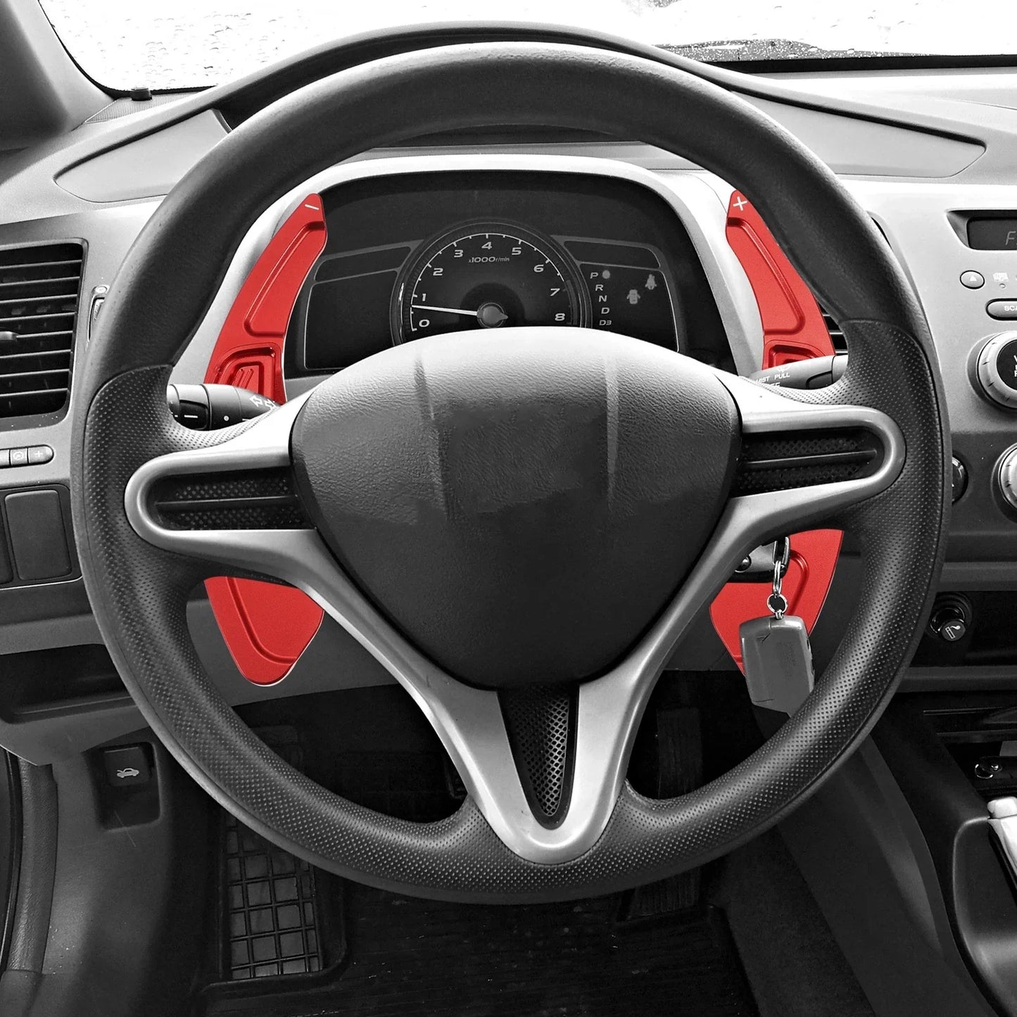 Red Steering Wheel Shift Paddle Shifter Extend Cover for Honda Civic (2009-2011)
