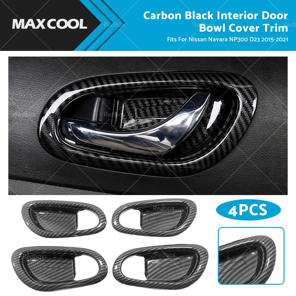 Carbon Black Interior Door Bowl Cover Trim for Nissan Navara NP300 (2015-2021)