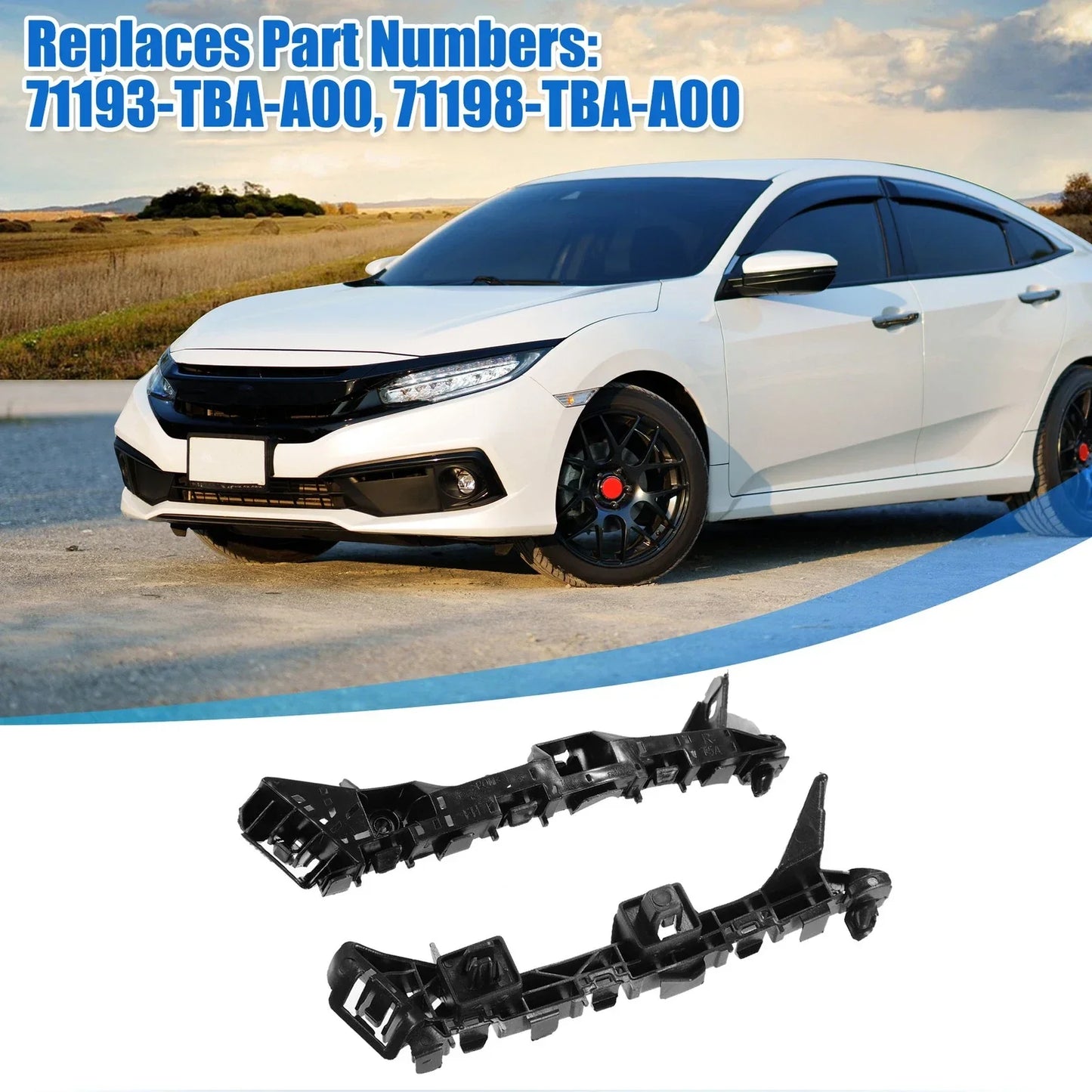 Front Bumper Bracket for Honda Fit (2015) - Plastic Black, 2 x Brackets