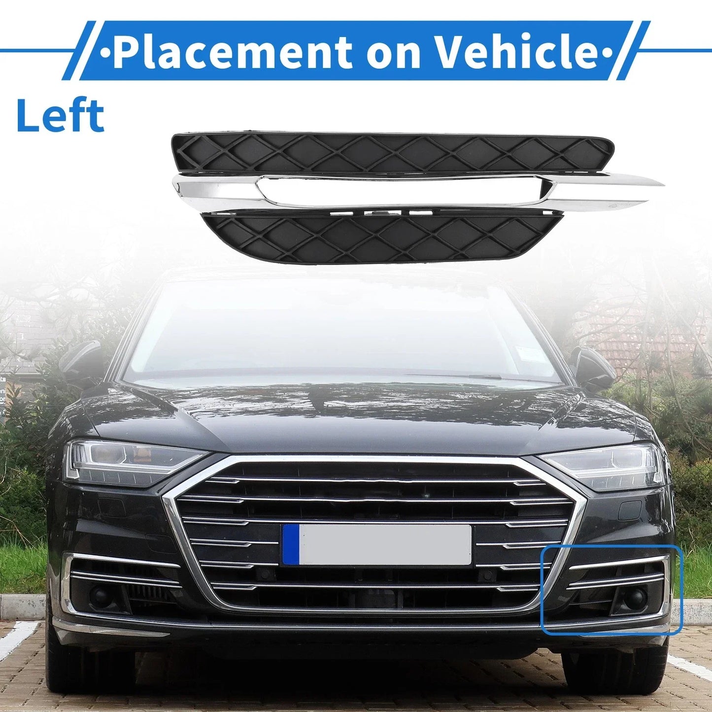 Front Left Fog Light Grill for Mercedes-Benz C300 (2008-2015)