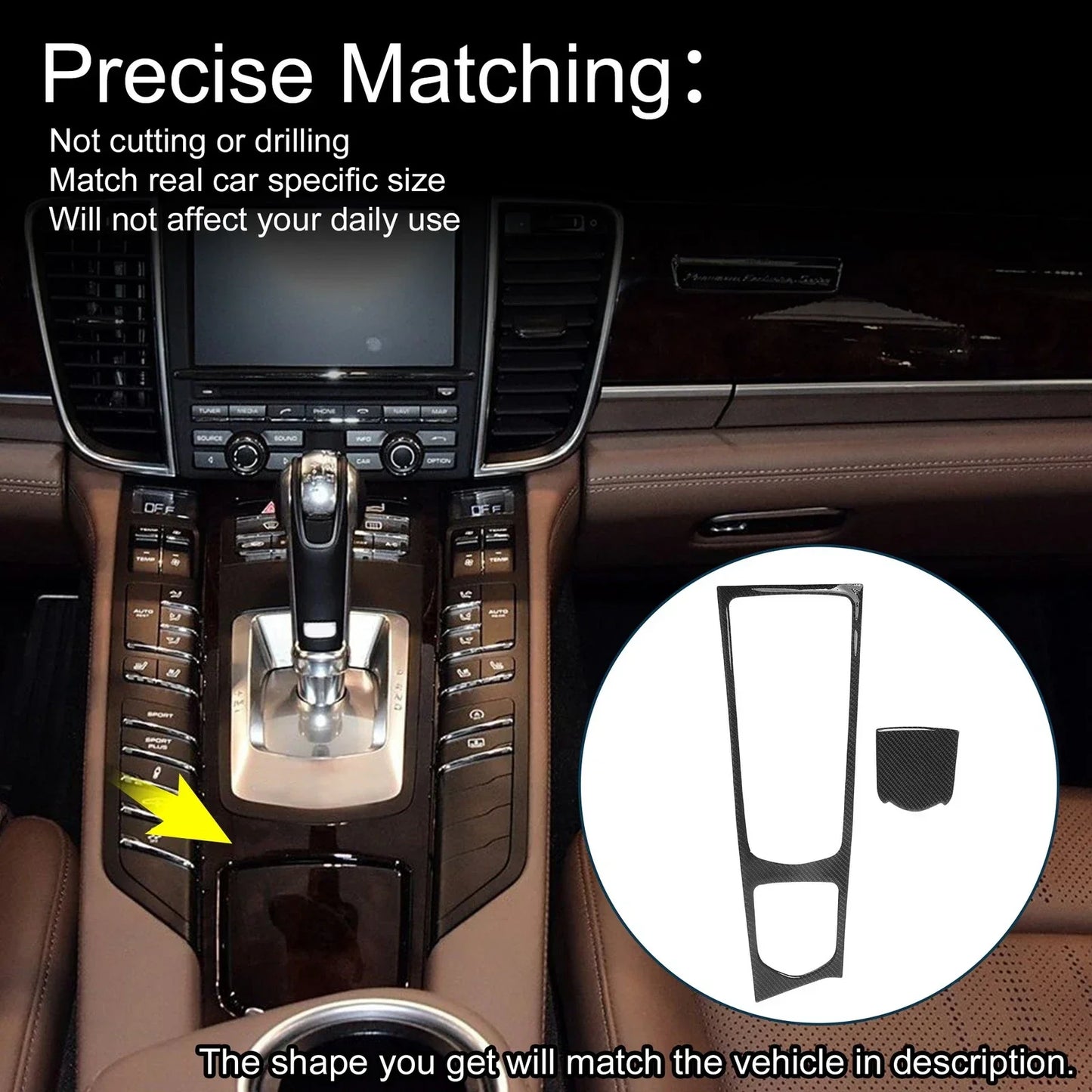 ABS Gear Shift Knob Cover Decal for Porsche Panamera (2010-2016) - Black Set