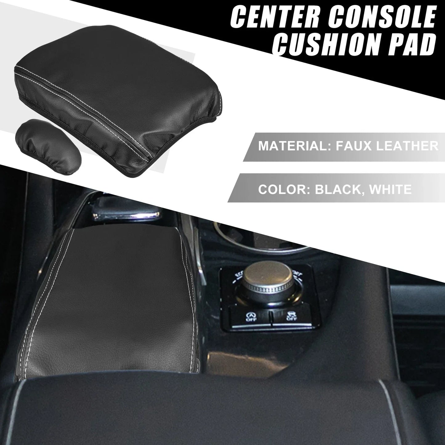 Center Console Pad Kit Armrest Cover for Lexus RX350 (2015-2022) Black White