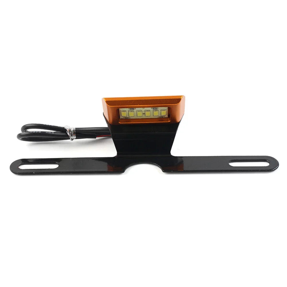 LED Brake Tail Light License Plate Mount Holder Bracket for Motorcycle Orange