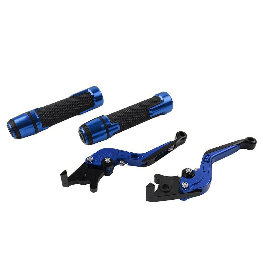 Blue Extendable Brake Clutch Lever Grip Set for Yamaha YZF R1 (2009-2014)
