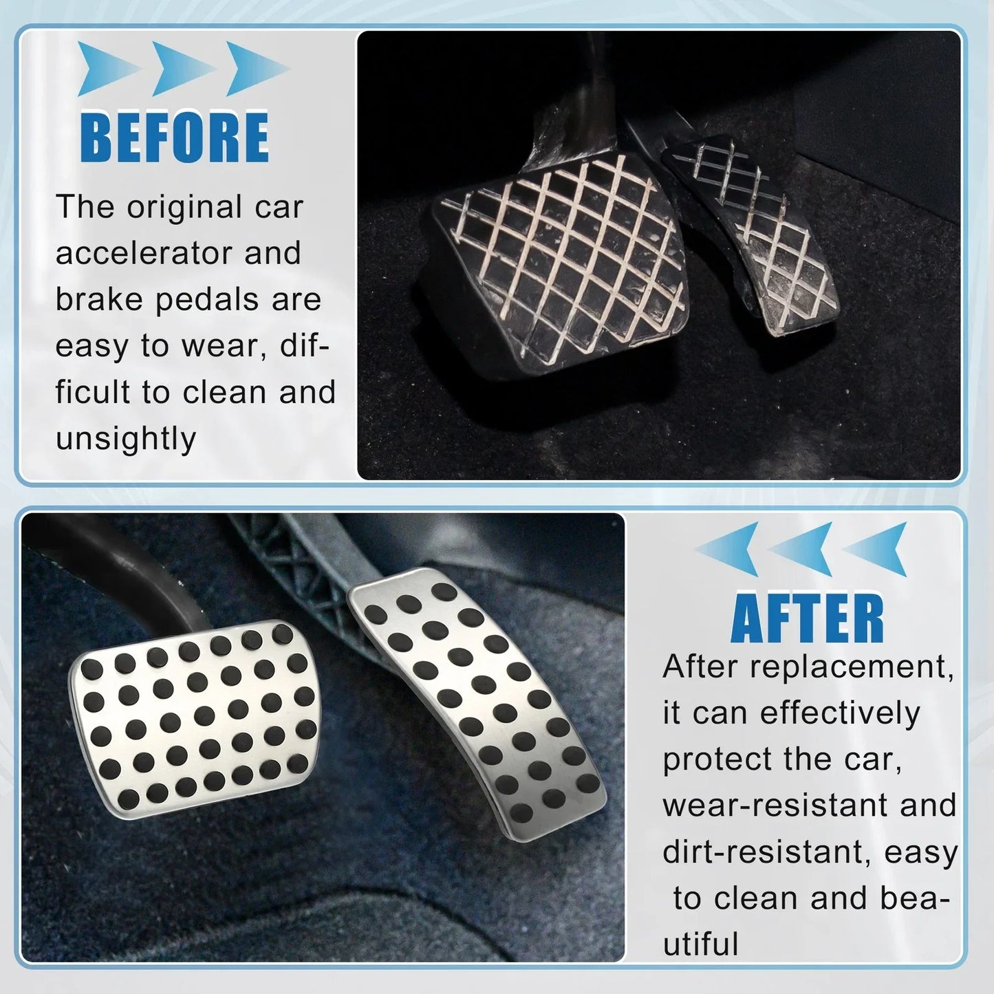 4 Pcs Accelerator & Brake Pedal Covers for Mercedes-Benz CLA180 (2015)