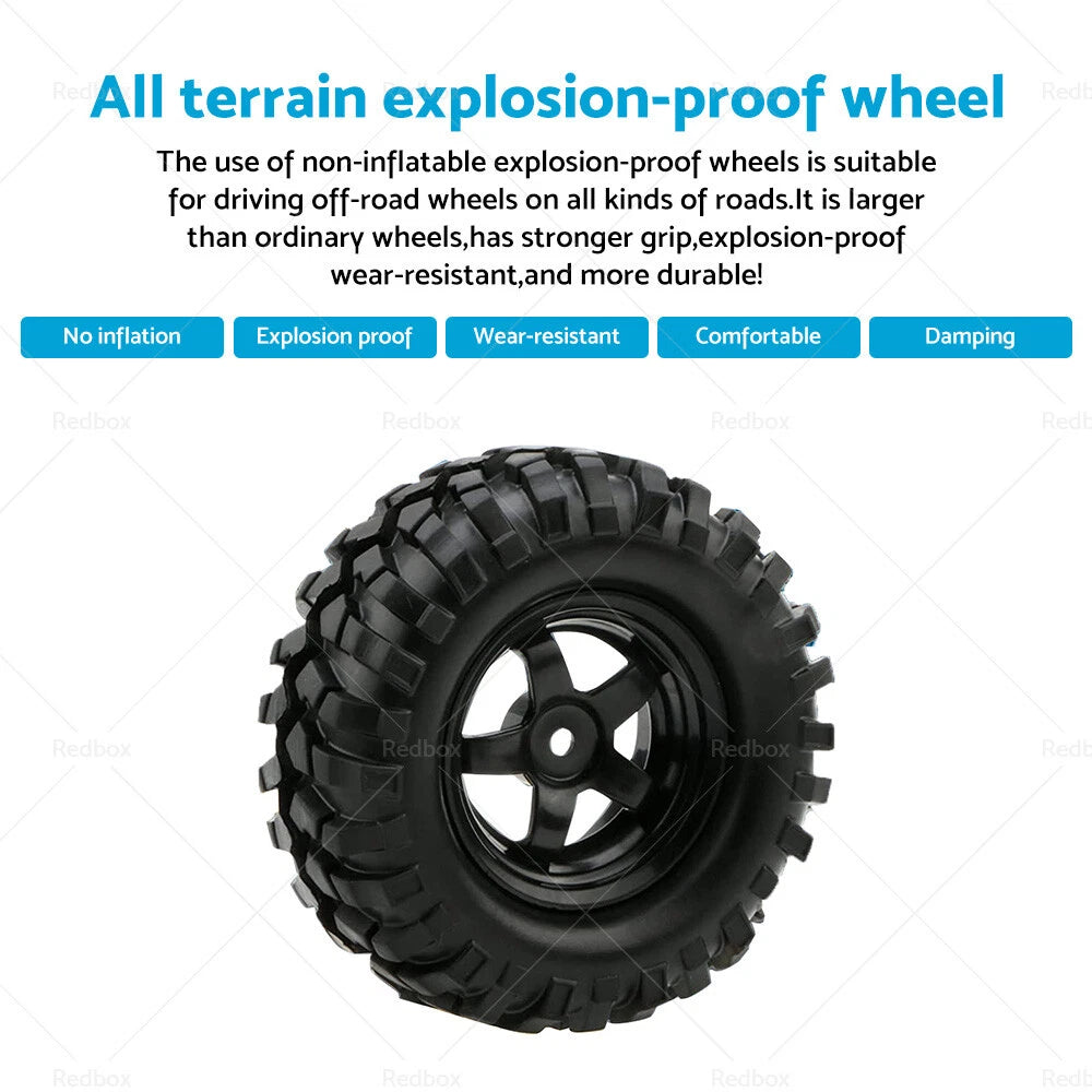 12mm Hex Wheels Rims Tires for 1/10 Off-Road RC Rock Buggy Truck