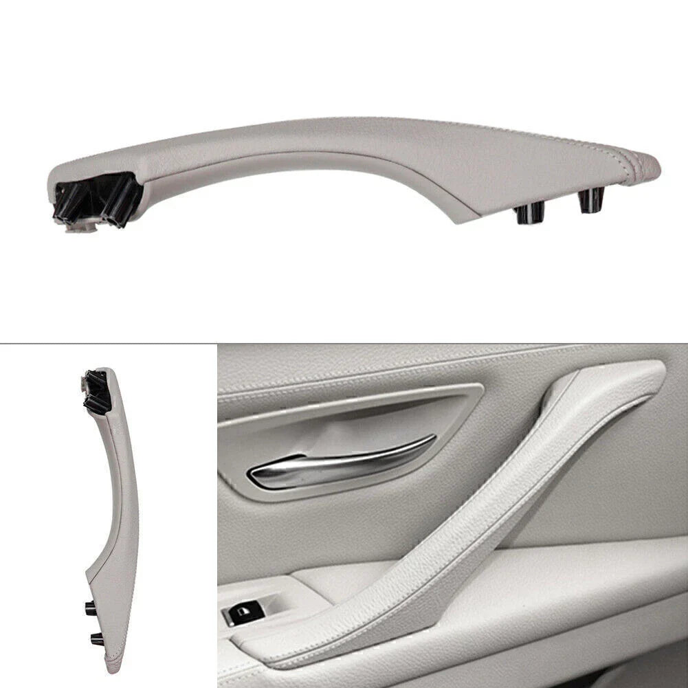 Gray Door Trim Pull Handle Left Side Real Leather for BMW 5 Series (2010-2017)