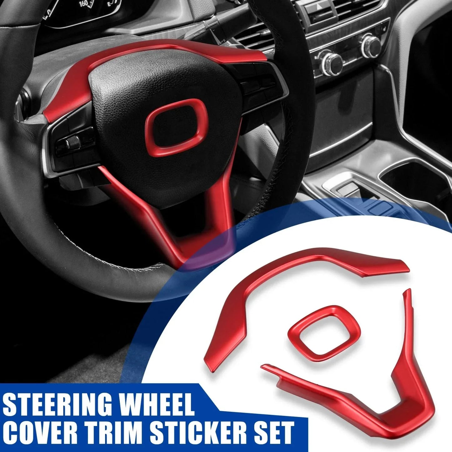 3 x ABS Interior Steering Wheel Cover Trim for Honda Accord (2018-2021) Red