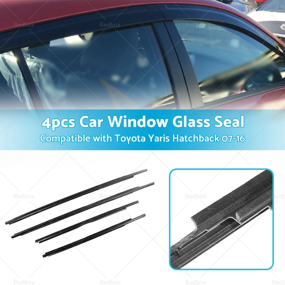4 x Window Glass Seal Weatherstrip for Toyota Yaris Hatchback (2007-2016)