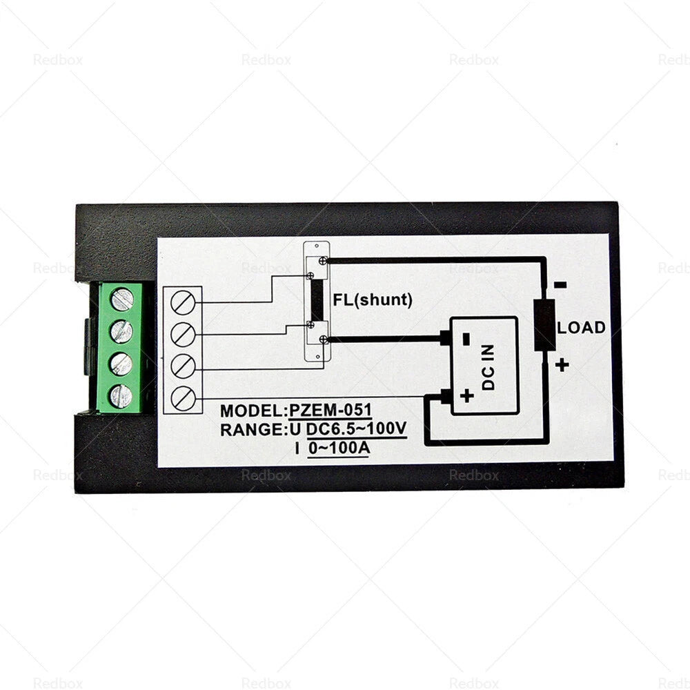 LCD Digital Volt Amp Power Meter for DC 6.5-100V (20A, 50A, 100A)